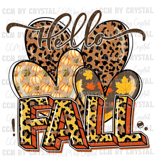 Hello Fall Hearts Ready to Press Transfer