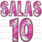 Personalized Name and Number Pink Out Football Faux Embroidery Faux Sequins Ready to Press Transfer