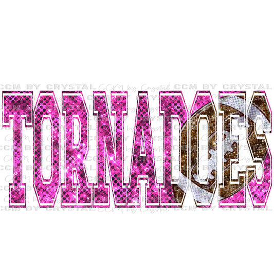 Tornadoes Football Pink Out Faux Sequins Ready to Press Transfer