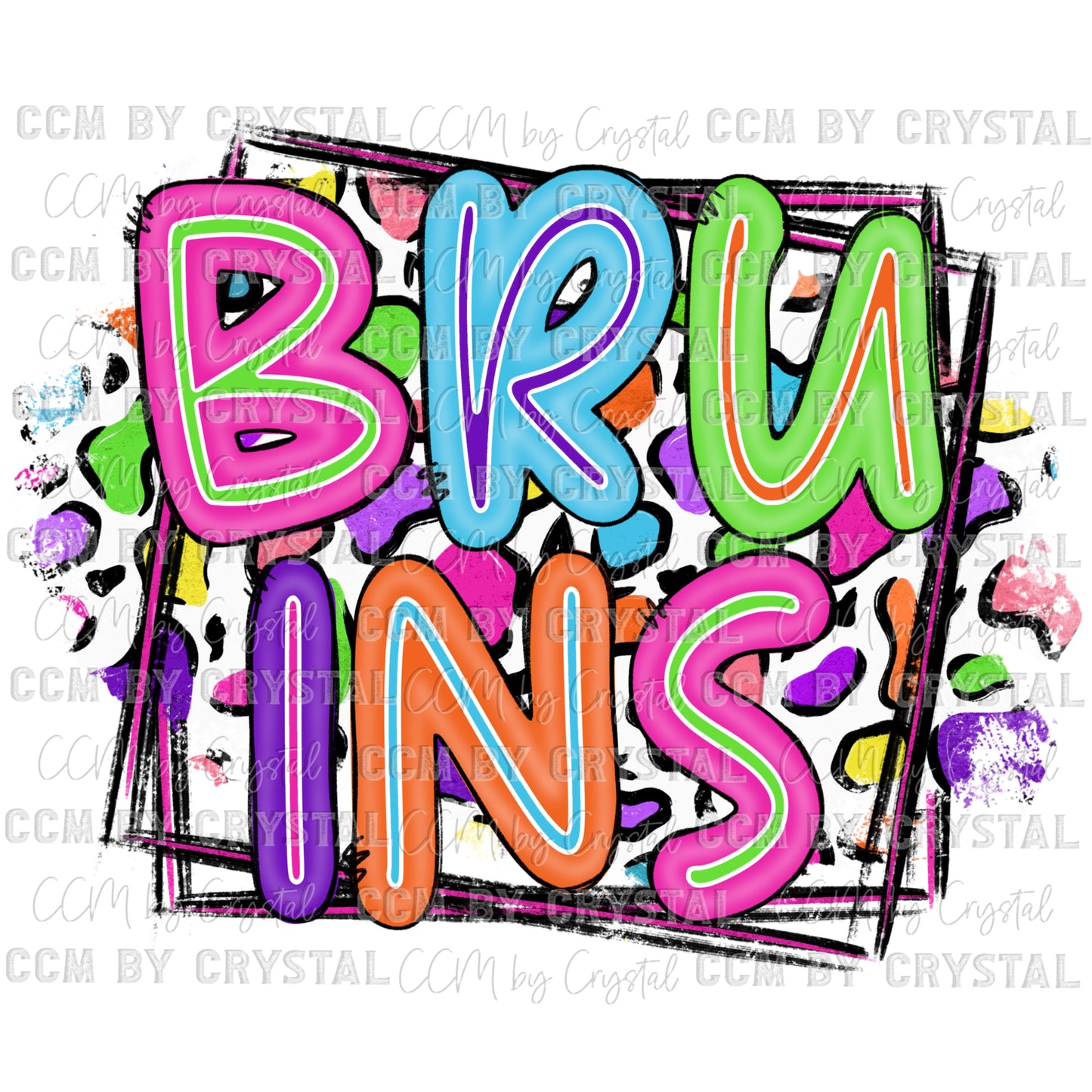 Bruins Colorful Leopard Cheetah Mascot Ready to Press Transfer