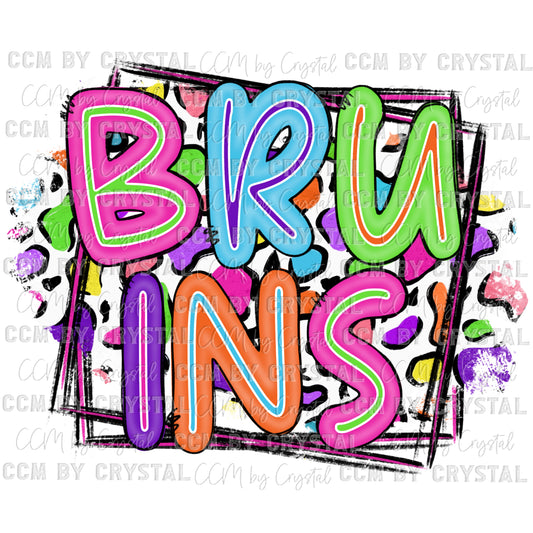 Bruins Colorful Leopard Cheetah Mascot Ready to Press Transfer