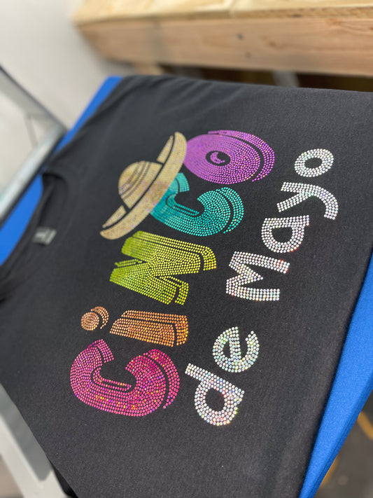 Rainbow Cinco de Mayo Bling Adult SHORT SLEEVE T-Shirt