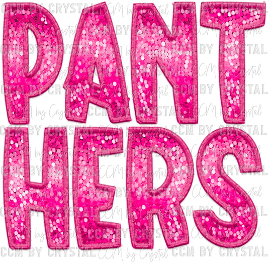 Panthers Pink Faux Sequins Faux Embroidery Ready to Press Transfer