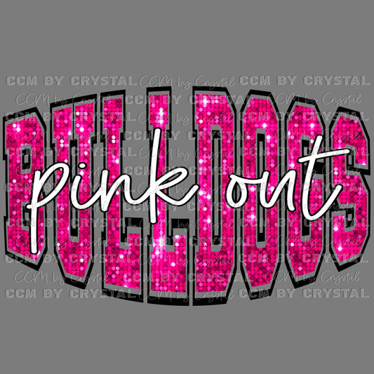 Bulldogs Pink Out Mascot Faux Sequins  Ready to Press Transfer