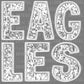 Eagles Mascot Faux Sequins Faux Embroidery Ready to Press Transfer