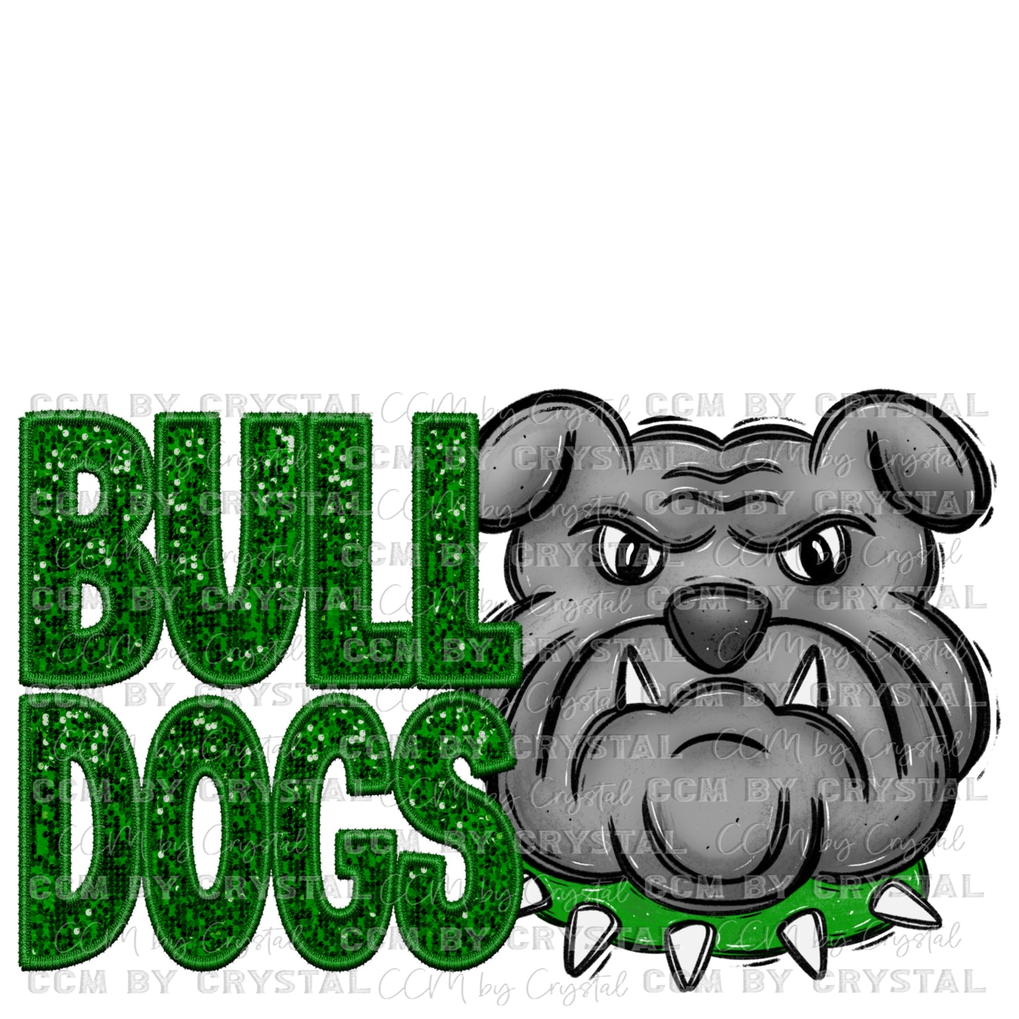 Bulldogs Mascot Faux Sequins Faux Embroidery Ready to Press Transfer