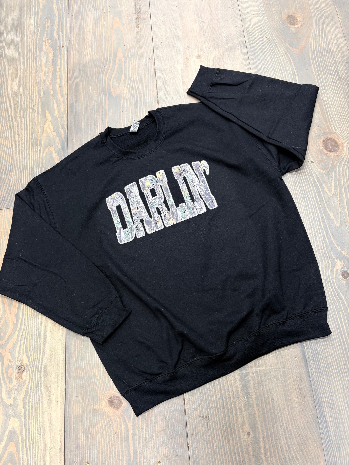 Distressed Camo Darlin' Gilden Sweatshirt