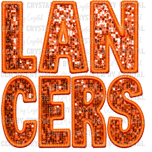 Lancers Mascot Faux Sequins Faux Embroidery Mascot Ready to Press Transfer