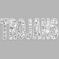 Trojans White Mascot Faux Sequins Faux Embroidery Mascot Ready to Press Transfer