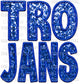 Trojans Blue Mascot Faux Sequins Faux Embroidery Mascot Ready to Press Transfer
