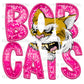 Bobcats pink Mascot Faux Sequins Faux Embroidery Mascot Ready to Press Transfer