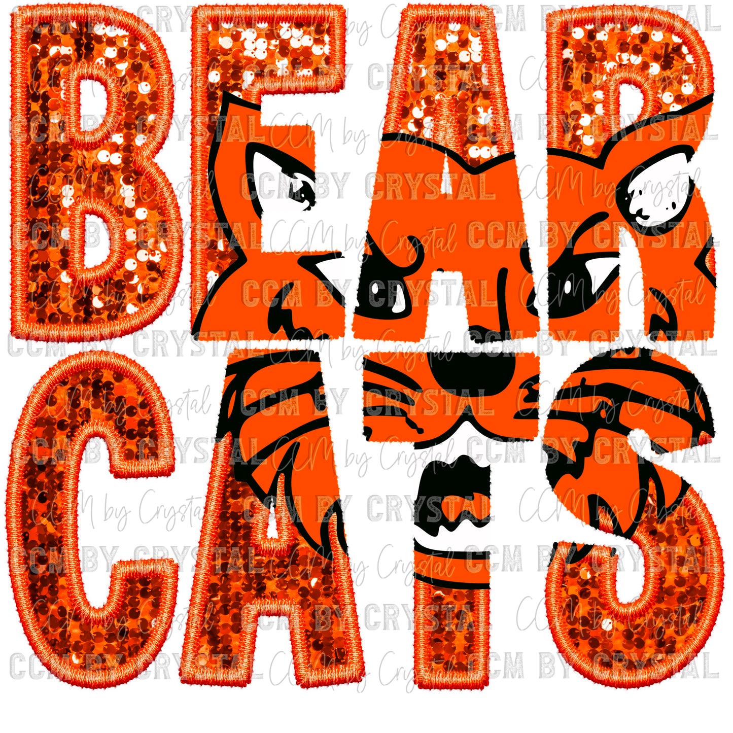 Bearcats Faux Embroidery Faux Sequins Ready To Press Transfer