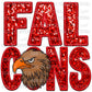 Falcons Red Faux Embroidery Faux Sequins Ready To Press Transfer