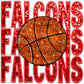 Falcons Basketball Red Mascot Faux Sequins Faux Embroidery PNG Digital File ONLY