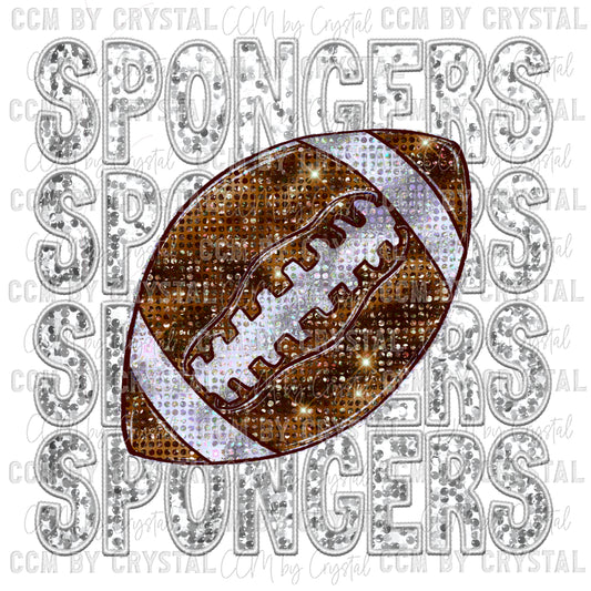 Spongers Football Faux Embroidery Faux Sequins Ready To Press Transfer