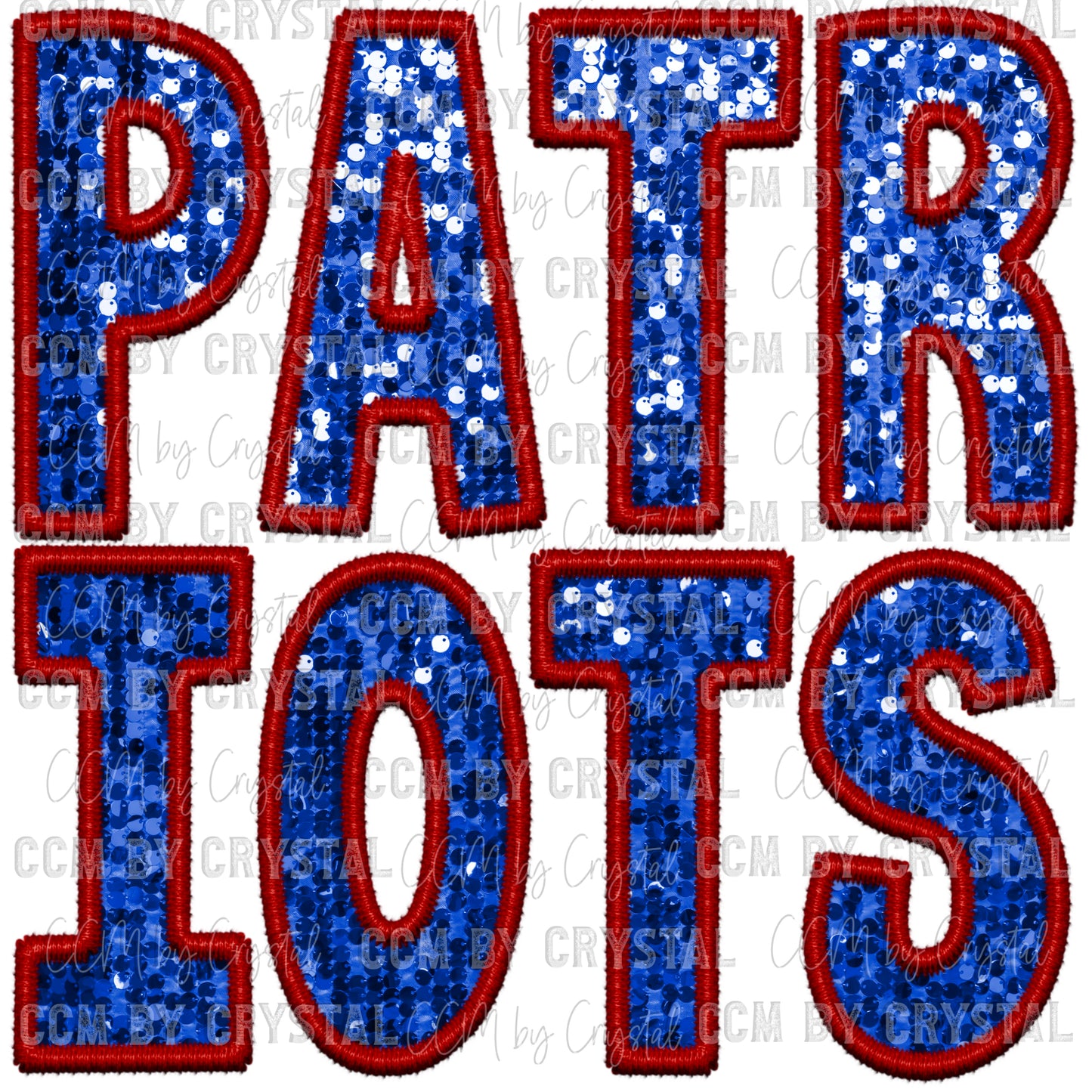 Patriots Mascot Faux Sequins Faux Embroidery PNG Digital File ONLY