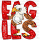 Eagles Red Faux Embroidery Faux Sequins Ready To Press Transfer