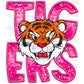Tigers Pink Faux Embroidery Faux Sequins Ready To Press Transfer