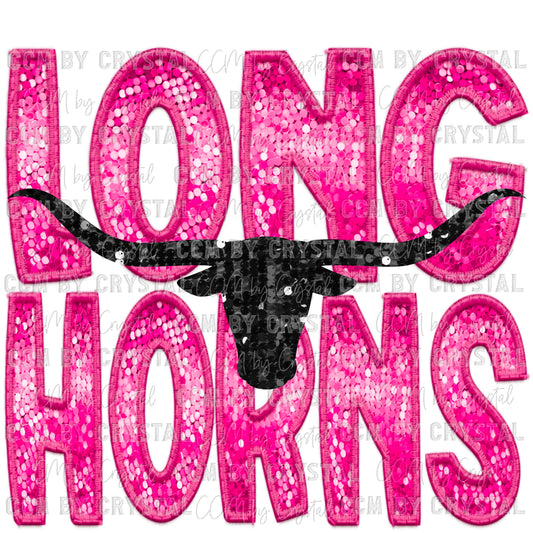 Longhorns Mascot Faux Sequins Faux Embroidery PNG Digital File ONLY