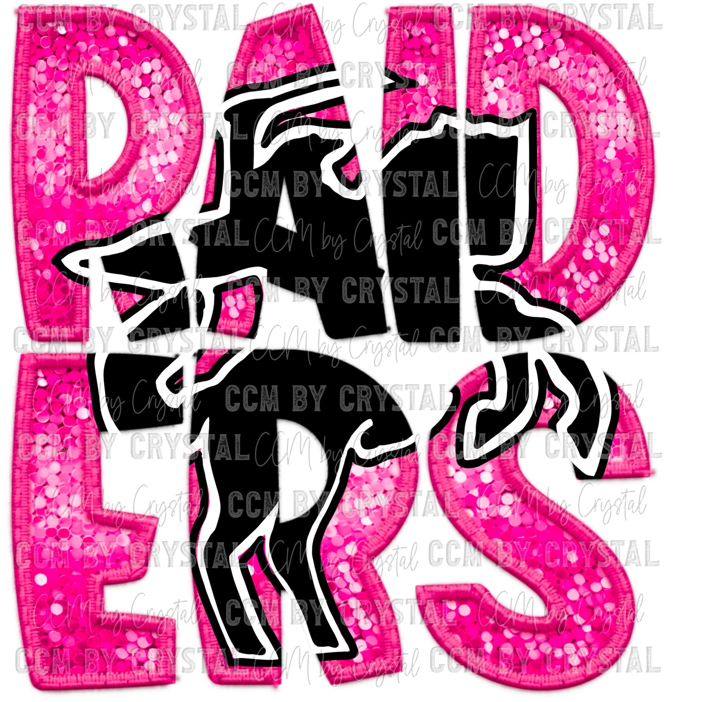 Raiders Pink Faux Embroidery Faux Sequins Ready To Press Transfer