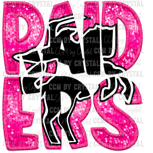 Raiders Pink Faux Embroidery Faux Sequins Ready To Press Transfer
