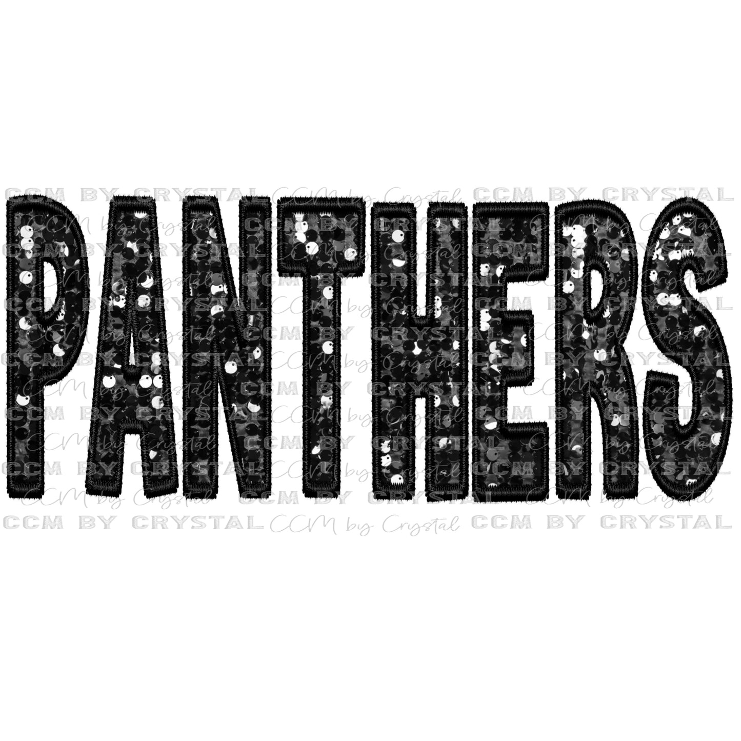 Panthers Mascot Faux Embroidery Faux Sequins Ready To Press Transfer