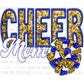 Cheer Mom Blue Gold Faux Embroidery Faux Sequins Ready To Press Transfer