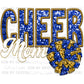 Cheer Mom Blue Gold Faux Sequins Faux Embroidery PNG Digital File ONLY