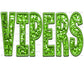 Vipers Mascot Green Faux Embroidery Faux Sequins Ready To Press Transfer