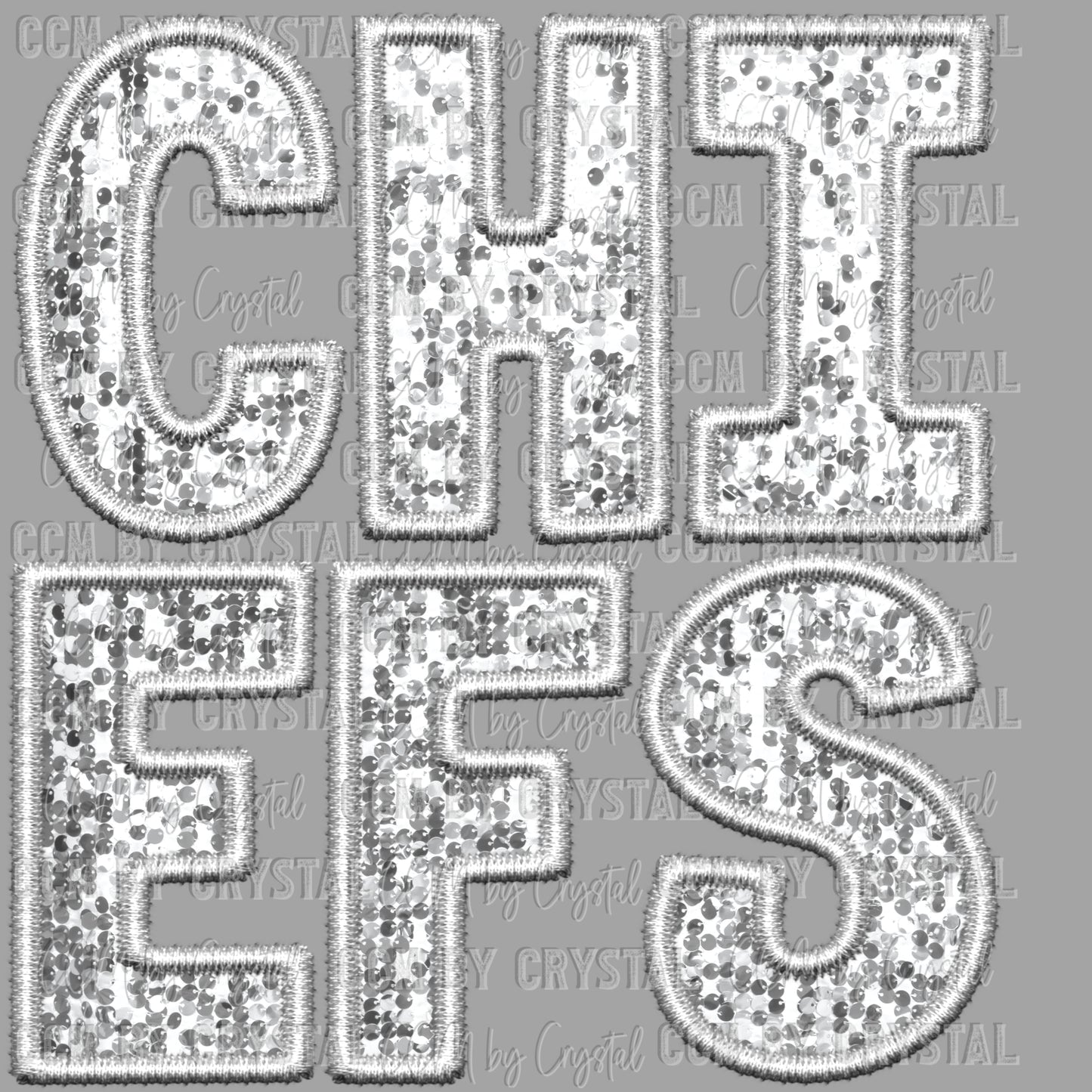 Chiefs White Mascot Faux Sequins Faux Embroidery PNG Digital File ONLY