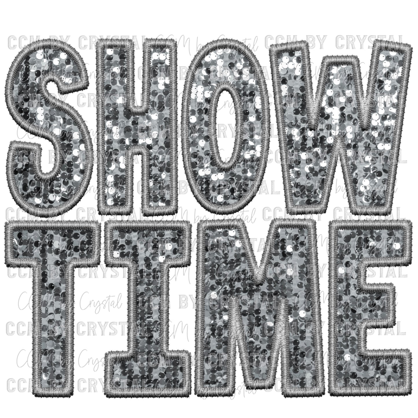 Showtime Silver Faux Sequins Faux Embroidery PNG Digital File ONLY