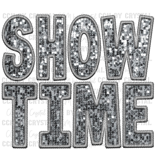 Showtime Silver Faux Embroidery Faux Sequins Ready To Press Transfer