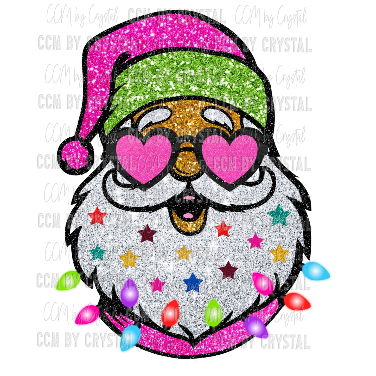 Glitter Santa Christmas Ready To Press Transfer