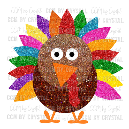 Glitter Turkey Fall Thanksgiving Ready To Press Transfer