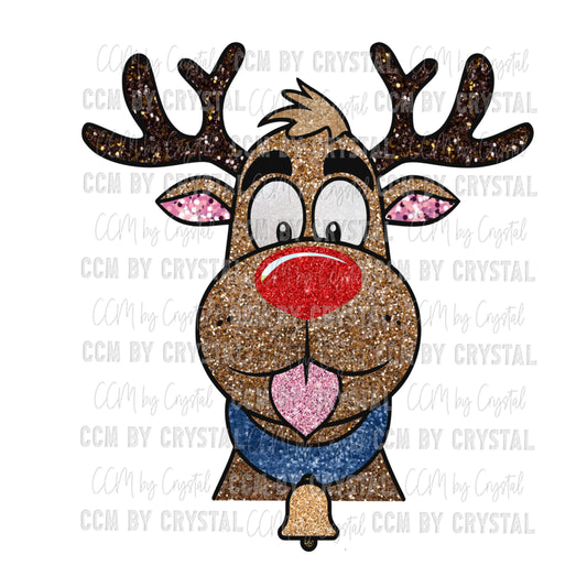 Retro Glitter Reindeer Christmas Ready To Press Transfer