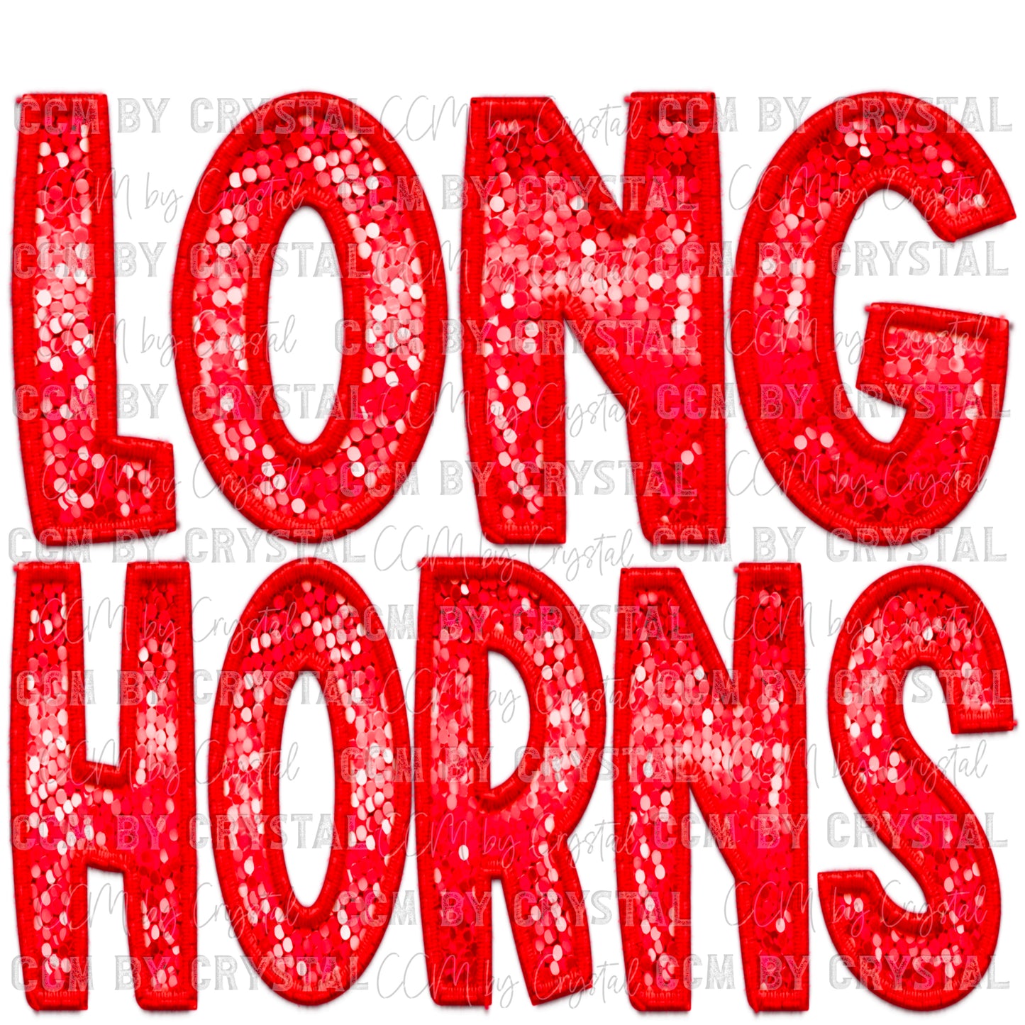Longhorns Red Faux Sequins Faux Embroidery PNG Digital File ONLY