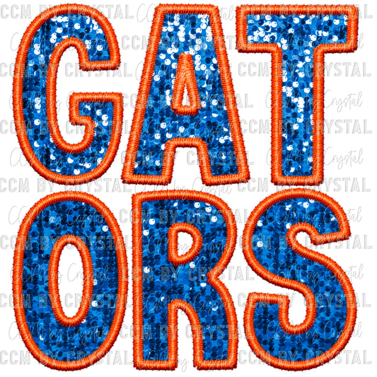 Gators Faux Sequins Faux Embroidery PNG Digital File ONLY