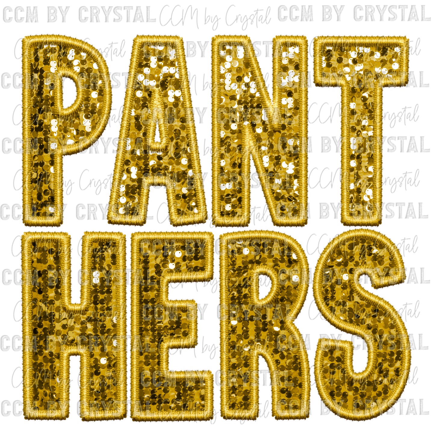 Panthers Mascot Faux Embroidery Faux Sequins Ready To Press Transfer
