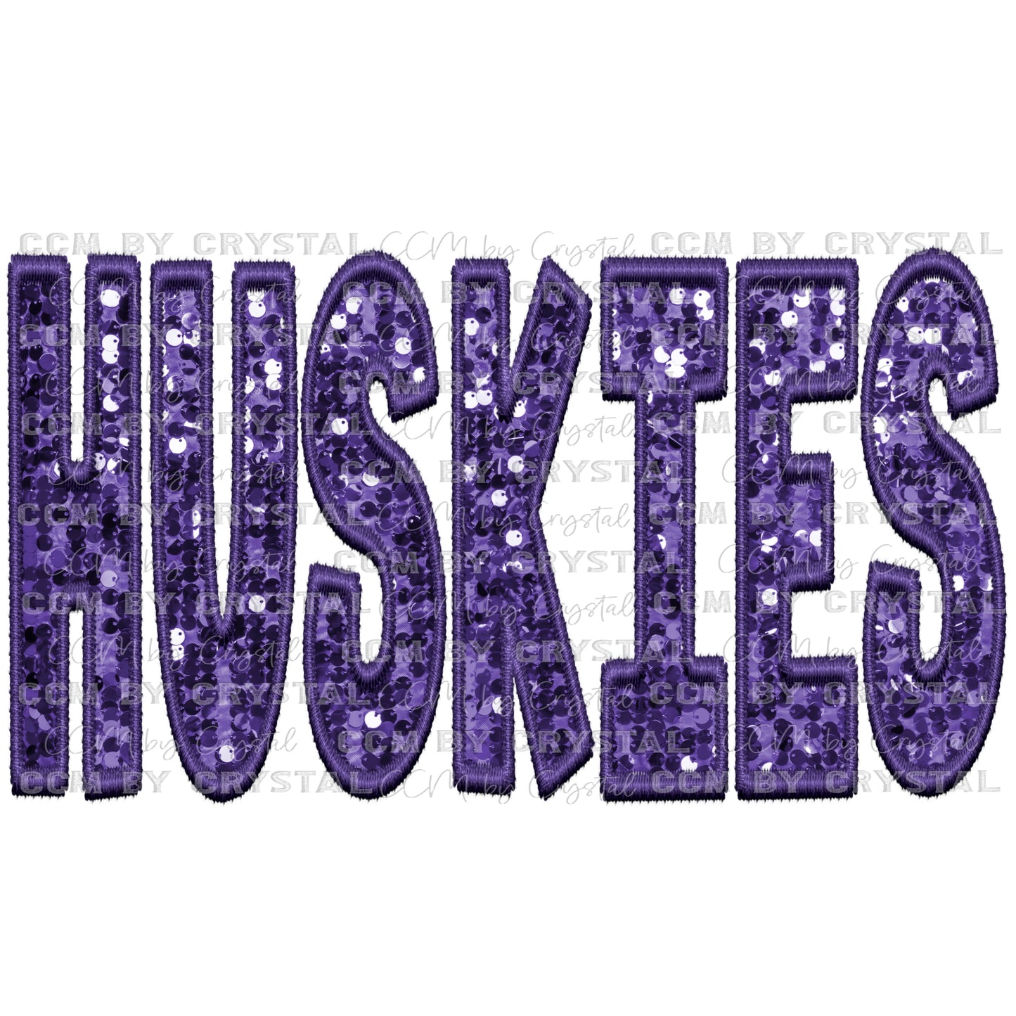 Huskies Mascot Faux Embroidery Faux Sequins Ready To Press Transfer