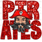 Pirates Mascot Faux Embroidery Faux Sequins Ready To Press Transfer