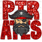 Pirates Mascot Faux Embroidery Faux Sequins Ready To Press Transfer