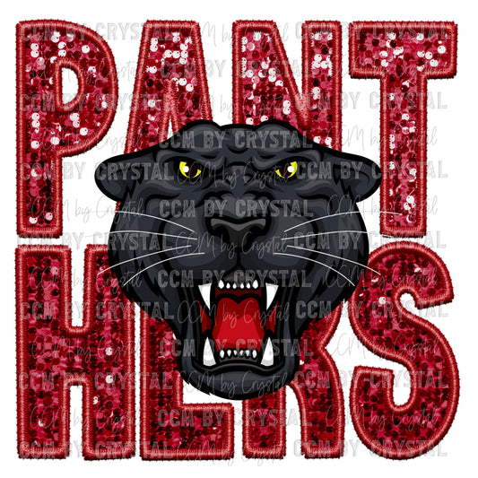 Panthers Faux Sequins Faux Embroidery PNG Digital File ONLY