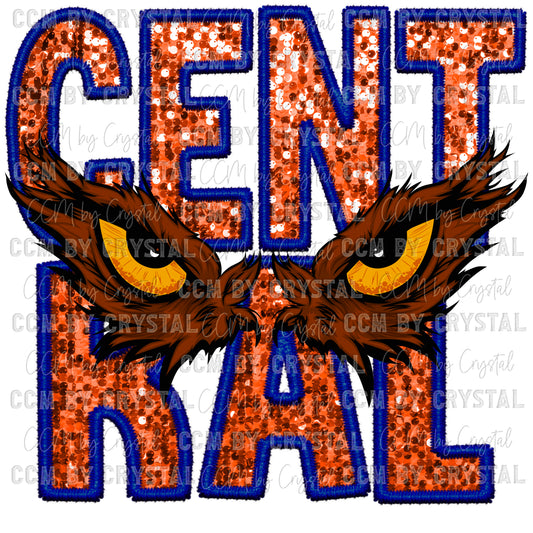 Central Hawks Faux Sequins Faux Embroidery PNG Digital File ONLY