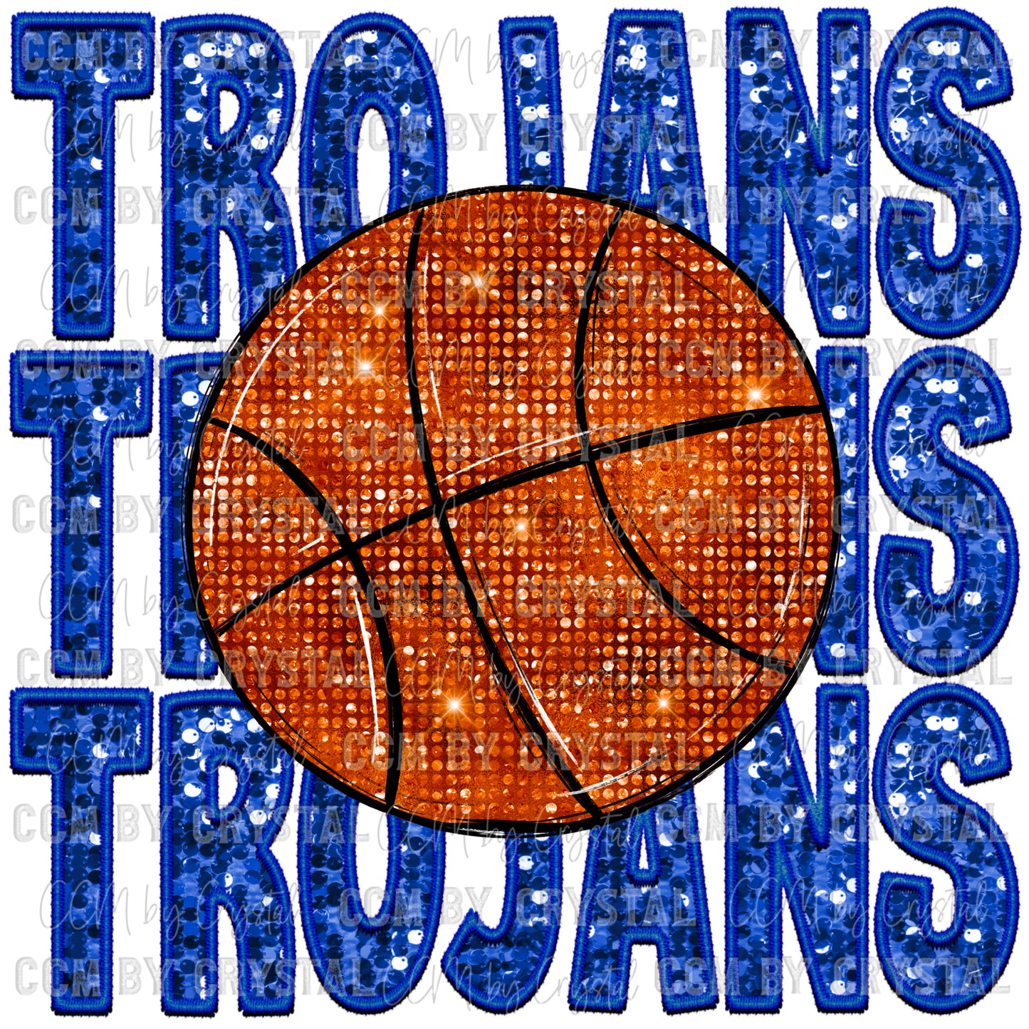 Trojans Basketball Faux Sequins Faux Embroidery PNG Digital File ONLY