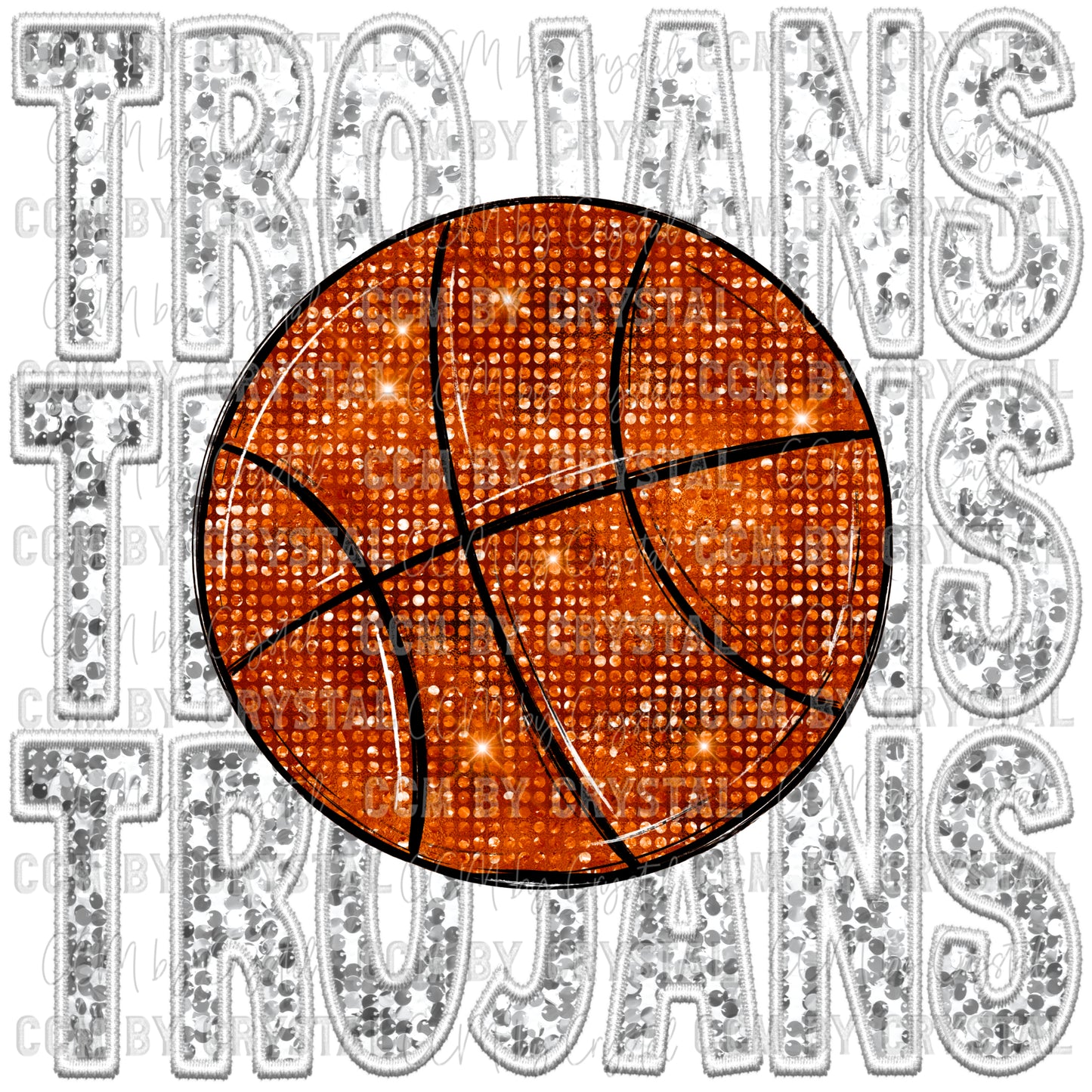 Trojans Basketball Faux Sequins Faux Embroidery PNG Digital File ONLY
