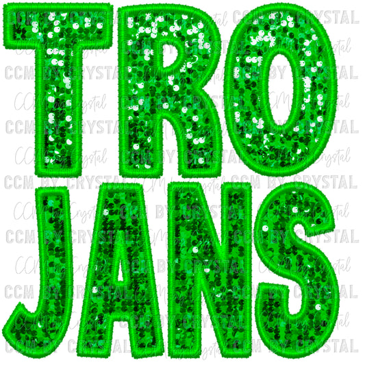 Trojans Faux Sequins Faux Embroidery PNG Digital File ONLY