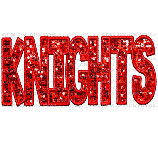 Knights Faux Embroidery Faux Sequins PNG Digital File ONLY