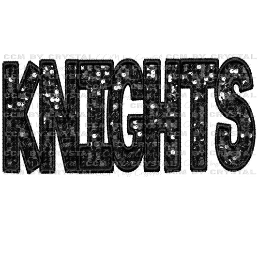Knights Faux Embroidery Faux Sequins PNG Digital File ONLY