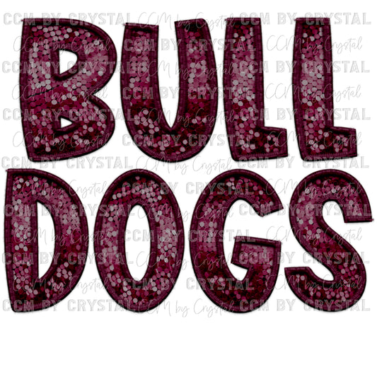 Bulldogs Faux Embroidery Faux Sequins PNG Digital File ONLY