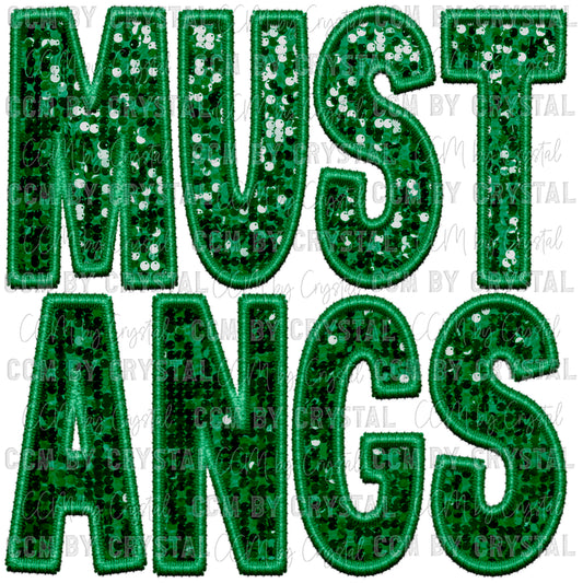 Mustangs Faux Embroidery Faux Sequins PNG Digital File ONLY